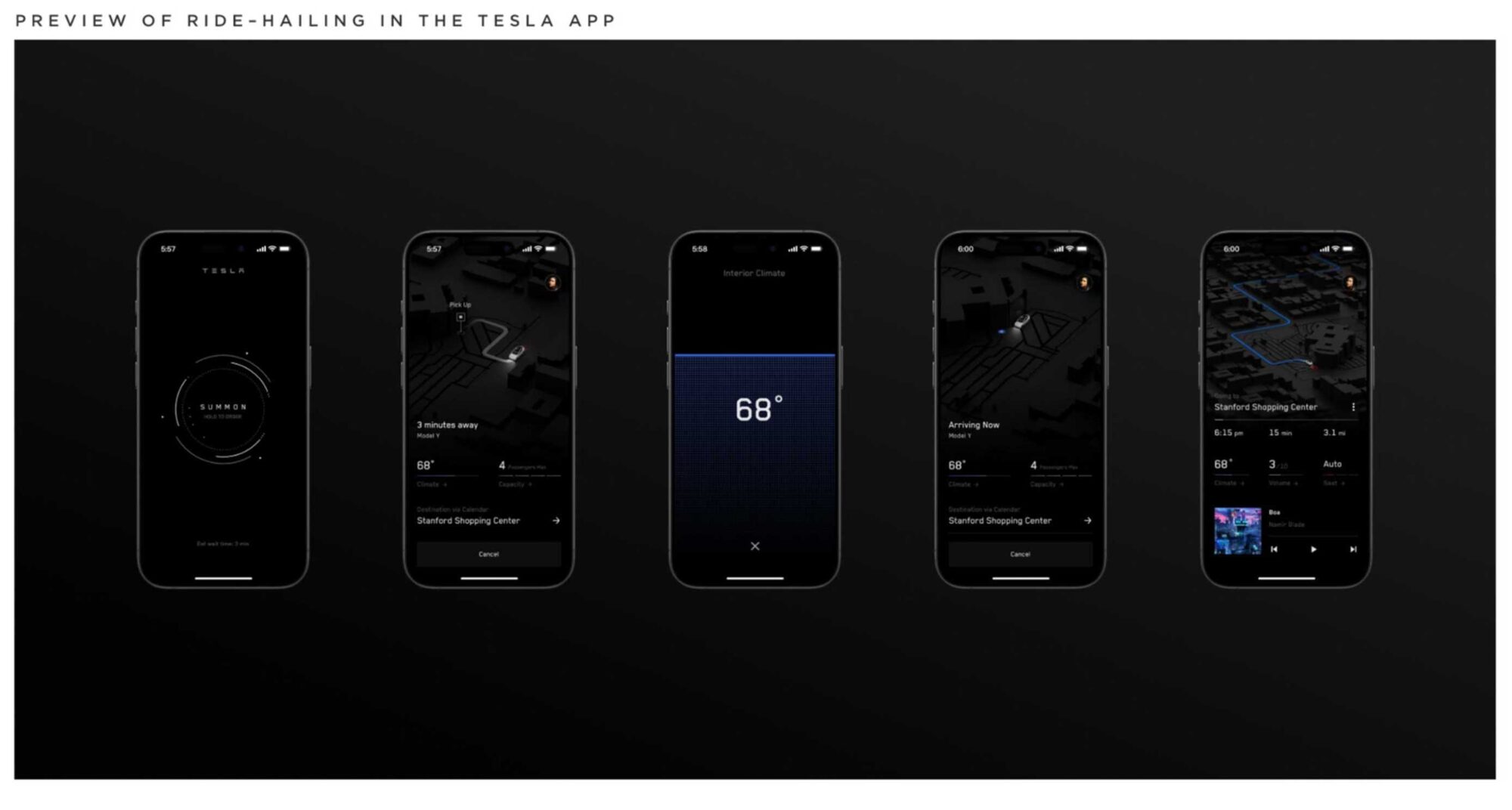 テスラが発表した配車サービスを含むアプリ