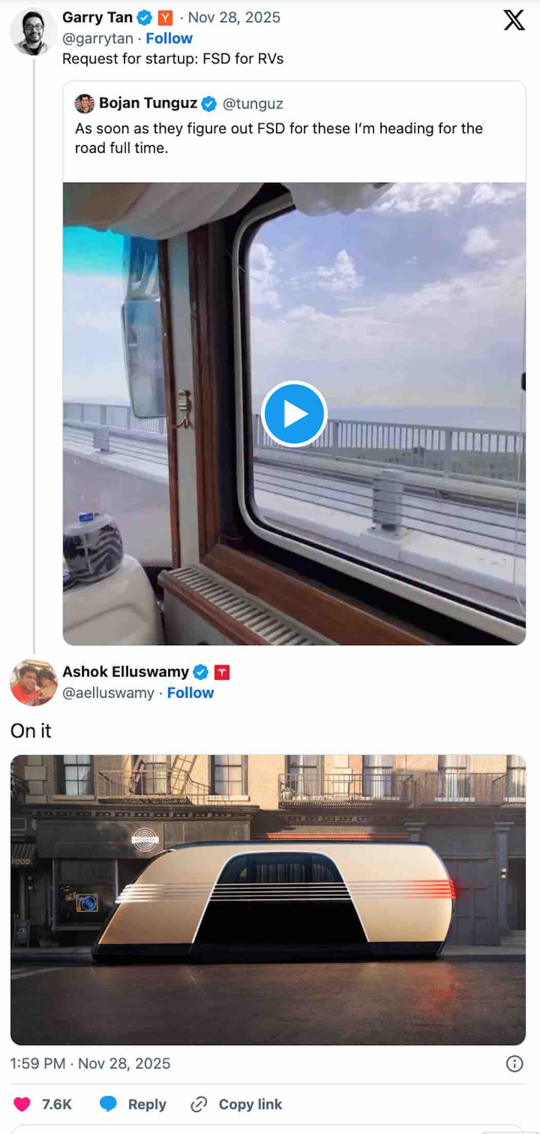 ゲイリー・タンCEOの投稿に対してのエルスワミ氏の「取り組んでいます」との返信