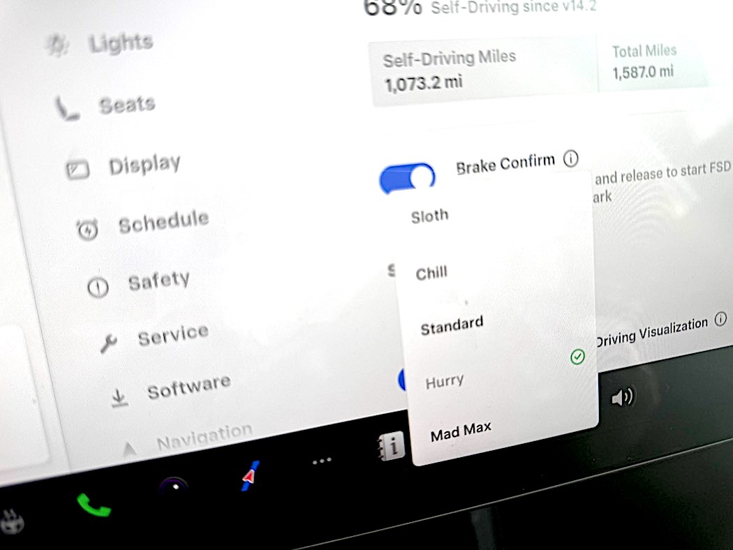 モードはSloth、Chill、Standard、Hurry、Mad Maxの5段階