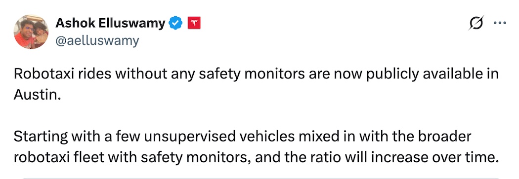 アショック・エルスワミ氏のXへのポスト