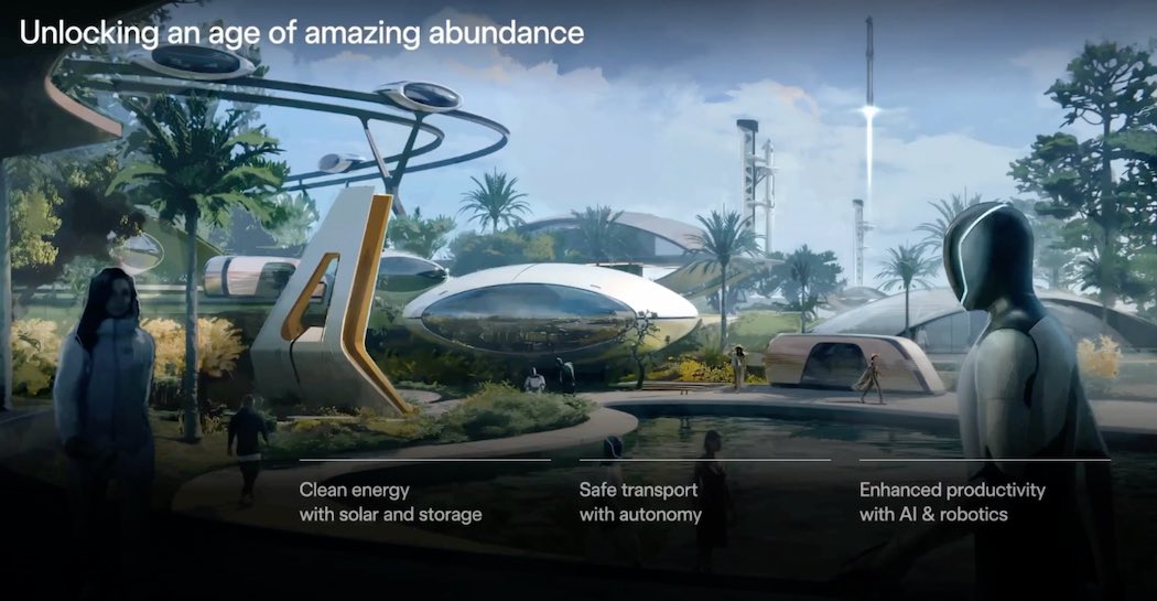 　イーロンが描くAIロボティクス経済が実現した後の未来（クレジット：スペースX）