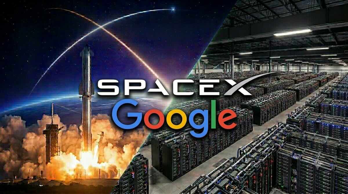 スペースXとGoogleの大型契約。ロケット事業とAIインフラの合成イメージ画像